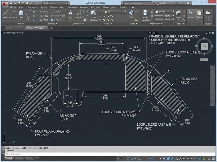 Detail drawing with dimensions and notes